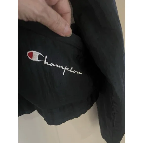 vintage Champion 90s color-block Men’s windbreaker Sz S classic red Black Y2K - Picture 4 of 9